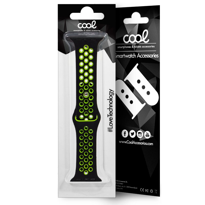 Correa COOL para Apple Watch Series 1 / 2 / 3 / 4 / 5 / 6 / 7 / SE (38 / 40 / 41 mm) Sport Negro - Image 2