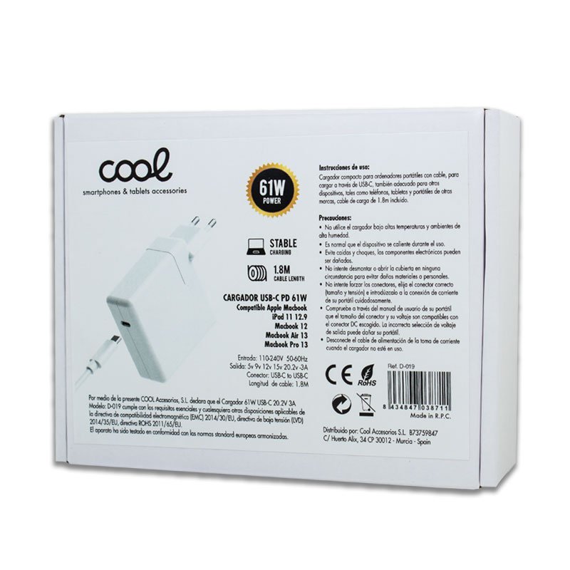 Cargador Universal Red COOL Para Apple MacBook 12 / Air 13 / Pro 13 / iPad 12.9 (61w USB-C) - Image 4