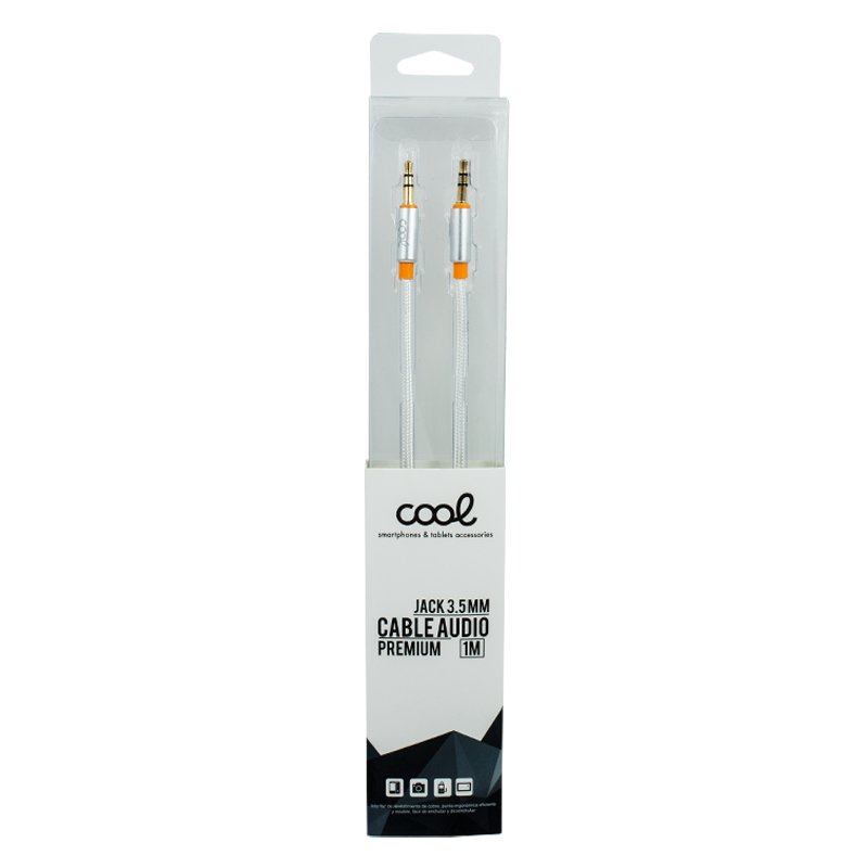 Cable Jack 3.5 mm a Jack 3.5 mm COOL Audio-Audio Nylon Plateado (1m) - Image 3