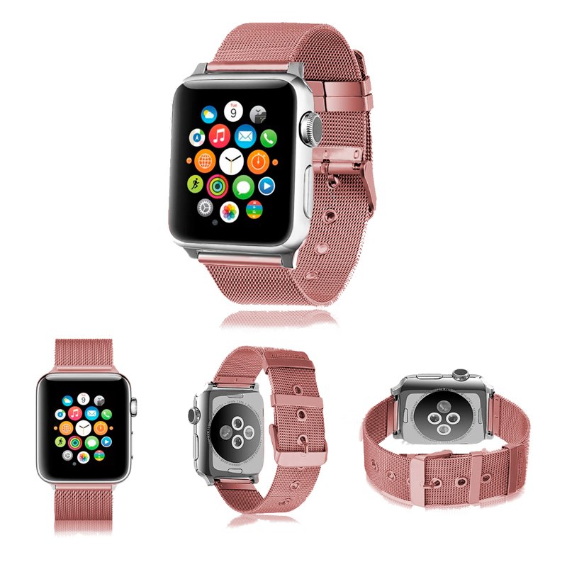 Correa COOL para Apple Watch Series 1 / 2 / 3 / 4 / 5 / 6 / 7 / SE (42 / 44 / 45 mm) Metal Rosa - Image 3